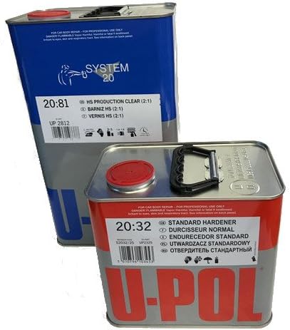 U-POL 2812 Clear System 2081 Hs Coat Paint, 5 Liter, with 2.5 Liter Hardener (Medium Hardener)