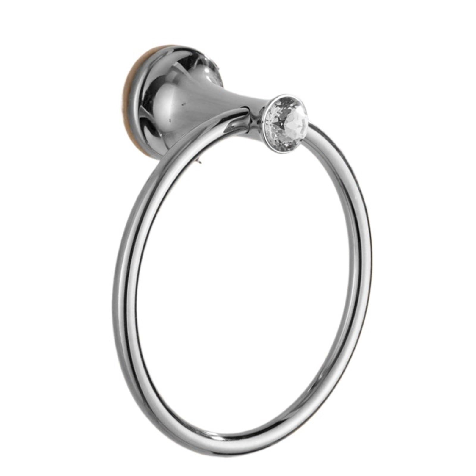 Towel Ring Gold Finish Stainless Steel Bathroom Towel Holder Wall-Mounted Round Rings Rack(Silver)