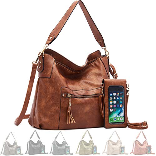 Purses and Handbags,Large Shoulder and Crossbody Bag Hobo Purse for Women Brown Purse Set