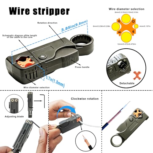 Image of Coaxial Pocket Toner Pocket Continuity Tester,with Coaxial Cable Crimper Kit,and Toner with Light&Buzzer Voltage Toner and Barrel Connector Bundle for Testing Coax Cable, RG6, RG59, CATV Wire Tracer