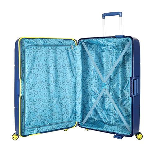 Image of American Tourister Polycarbonate Material Circurity Max 77 cm Small Hardside Cabin Suitcase with Xtrasecu 3-Point Locking System & Double Spinner 8 Wheels for Unisex - Deep Blue