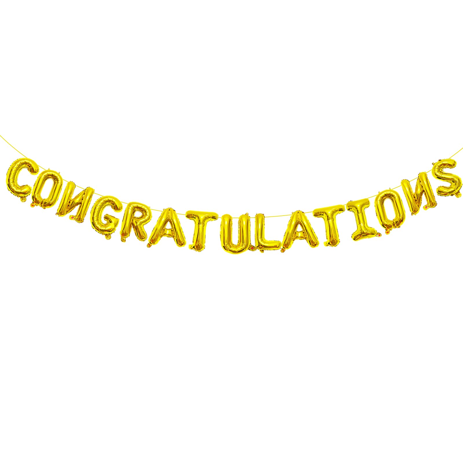 Photo 1 of 16 Inches Congratulations Balloons Hanging Banner Decorations, Foil Mylar Letter Balloons for Congrats Grad College Kindergarten Graduation, Retirement, Wedding, Bridal Shower Party Supplies (Gold)