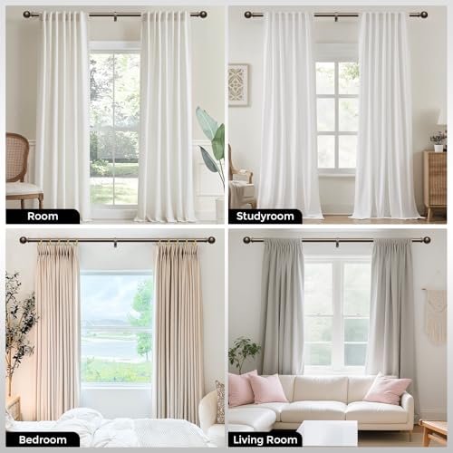 Bronze Long Curtain Rods for Windows 72 to 144 Inch, Adjustable Heavy Duty 1" Diameter Decorative Curtain Rod with Brown Round Finials, Modern Easy Install Extendable Metal Drapery Pole Set