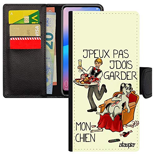 Coque Samsung S24 Plus humour chien cadeau drôle et original en cuir PU blanc