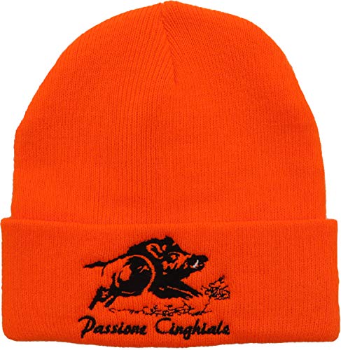 Trischitti - Gorro naranja con impresión de jabalí