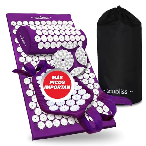 Acubliss Premium 3 conjunto de acupresión colchoneta, almohada acupresión, correa de acupresión para el pan cuello/espalda/cuerpo, púrpura, 2 libras (púrpura)