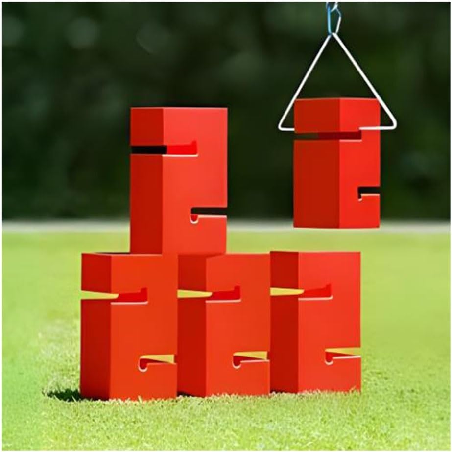 Field Day Team Building Game Building Blocks, Sturdy and Durable ABS Material, Improve Group Leadership Communication Skills (Color : Red, Size : 5PCS)