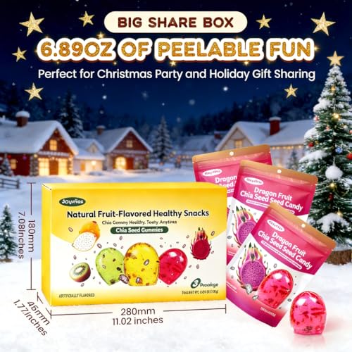 Chia Seed 4D Red Dragon Fruit Gummy Candy Variety Pack | 3-Pack (6.89oz Total) Individually Wrapped | Ideal New Year Treats & Celebration Bites