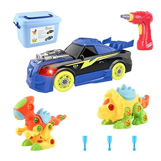 MEIGO Dinosaur Toys - Toddlers STEM Learning Take Apart Toys Construction Engineering Building Play Set for Kids 3 4 5 6 Year Old Boys Girls