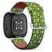 CJBROES Replacement Leather Watch Band, Compatible with Fitbit Versa 3 and Fitbit Sense of Wristband Bracelet Accessory - Cute Funny Pandas Green Bamboo