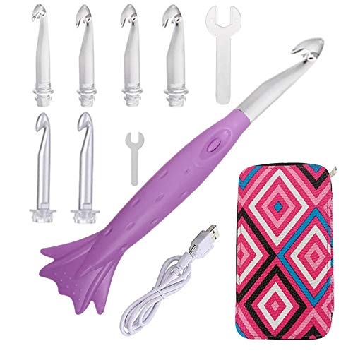 15mm 12mm 10mm 9mm 8mm 7mm Lighted Crochet Hook Set,Large Light Up Crochet Hooks Rechargeable in Case,Size 10.75 L M N O/P