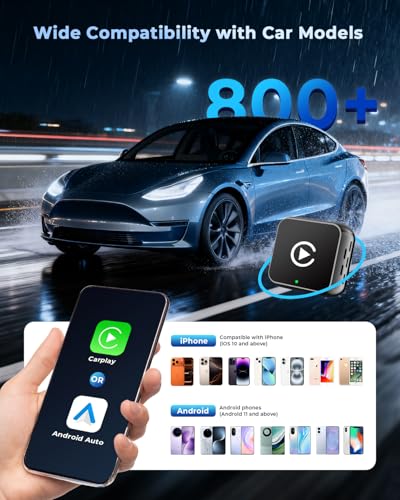 Image of CEROAN 4-in-1 Wireless Carplay & Mirror Link Adapter, Ultra Android Auto Wireless Adapter with Bluetooth 5.3 & 5GHz Dual-Band WiFi, Latency-Free, Supports iOS 10+ /Android 11+ (Mirror Pro Mode)