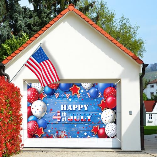 Image of 4th of July Banner Outdoor Patriotic Memorial Day Independence Day Banner Independence Day Flag 4th of July Flag Day Yard Sign Bunting Background for Photography 4th of July Party Supplies 71x43 inch