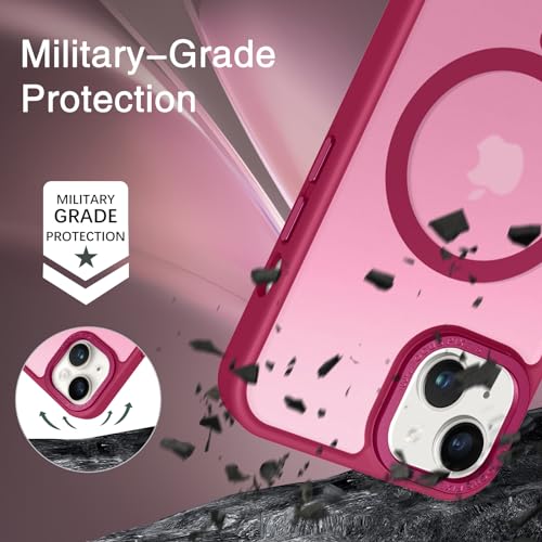 Image of BENTOBEN Magnetic for iPhone 13 Case & iPhone 14 Case [Compatible with Magsafe] Translucent Matte Phone Case iPhone 13 /14 Slim Shockproof Women Men Girl Protective Cover for iPhone 13 /14, Plum Red