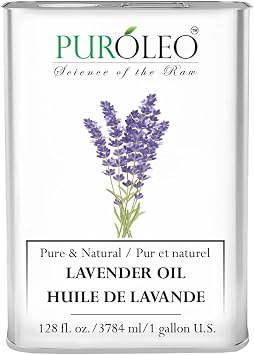PUROLEO Lavender Essential Oil 128 Fl Oz/3785 ML Packed in Canada 100% Pure Natural Undiluted Cold Pressed for Aromatherapy Therapeutic Grade Aromatherapy Oil for Sleep...
