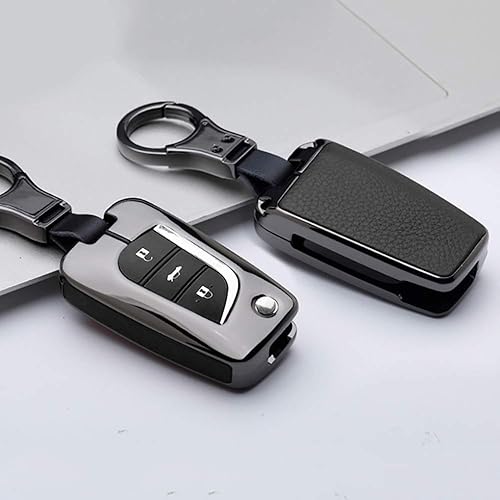 Miniatura 2 de ontto Funda para llavero para Toyota Levin Camry Highlander con tapa para control remoto, Negro-b
