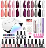 PHOENIXY Kit Unghie Gel Completo, 12 Colori, Lampada UV/LED 36W, Accessori, Set Unghie Semipermanente Professionale