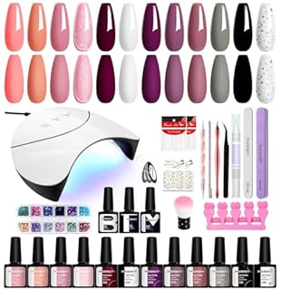PHOENIXY Kit Unghie Gel Completo, 12 Colori, Lampada UV/LED 36W, Accessori, Set Unghie Semipermanente Professionale