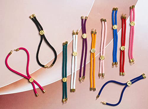 Image of SATRA TRADERS Adjustable Nylon Slider Bracelet Making 9�� Inch(23cm) Twisted Cord Bracelet Makings with Environmental Brass Findings for Jewelry Making | 5pcs | Black Black
