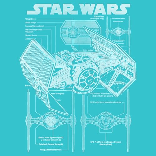 STAR WARS Girl's A New Hope TIE Fighter Schematic T-Shirt2