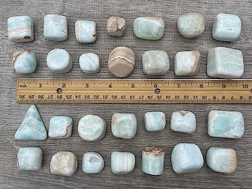 Image of GAF TREASURES 1 /2 LB Caribbean Calcite Tumbled Stones, Polished Natural Caribbean Calcite Gemstone, Caribbean Calcite Healing Crystals (Caribbean Calcite)