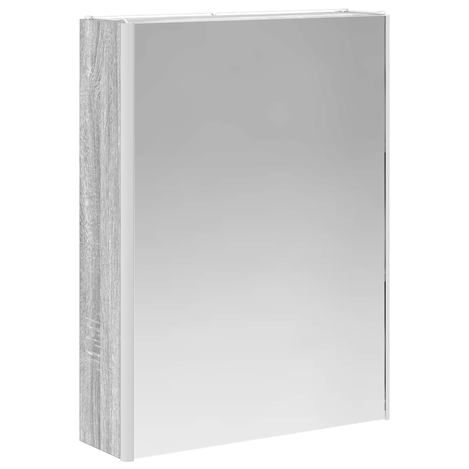 Juego de 5 armarios de baño Sonoma gris 53 x 15,5 x 70 cm estante de madera con espejo LED montado en la pared, versátil, resistente a la humedad, ahorro de espacio, diseño moderno