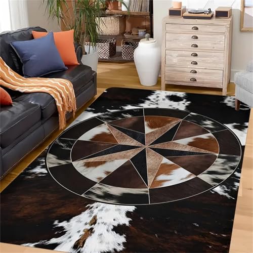 Tapete decorativo estilo western 4x5ft piel de vaca falsa miniatura 3