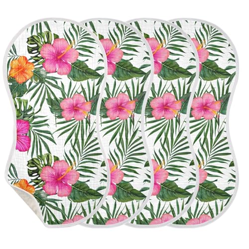 Multicolored Hibiscus White Burp Cloths for Babies Burp Rag Cotton Spit Up Rag for Babies Girls Infants3