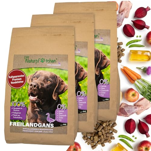Naturpfötchen Freilandgans 3x5kg- Kaltgepresstes Premiumfutter aus Freilandhaltung- Reich an Ballaststoffen und Protein (25%)- ohne Konservierungsstoffe- Produziert von der Markus Mühle