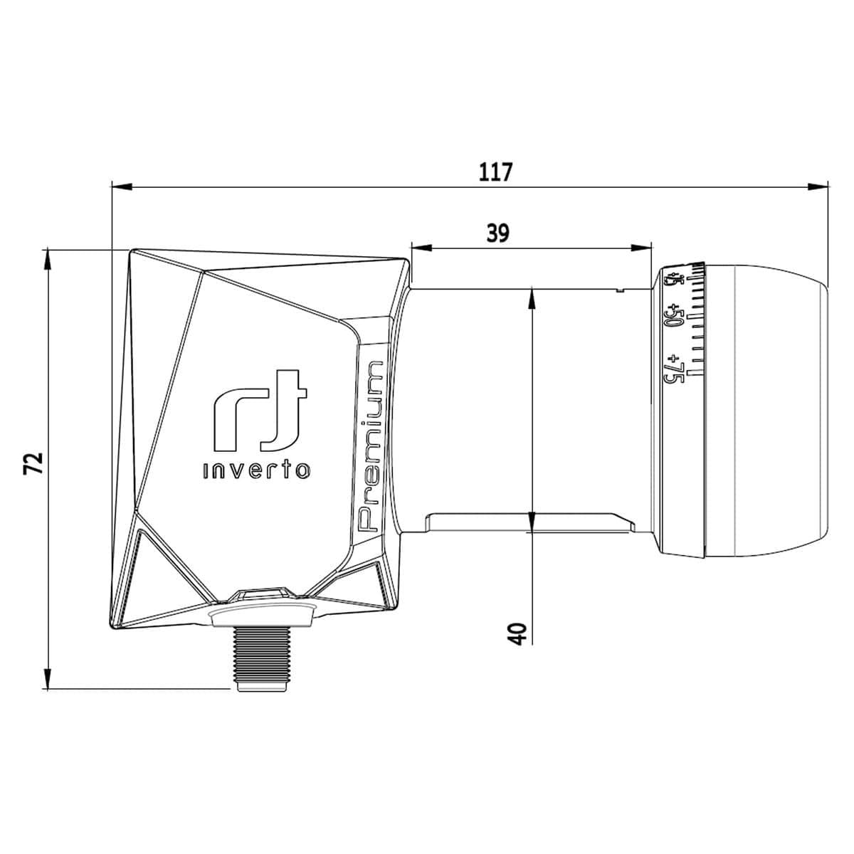 Inverto Single Premium LNB IDLP-SNL413-PREMU-OPN 40 mm, Full HD, 4K, z filtrem LTE (Single (IDLP-SNL413-PREMU-OPN))