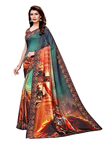 Image of AKHILAM Women's Bahubali Digital Printed Art Silk Saree with Blouse Piece (BHBLI Parent)