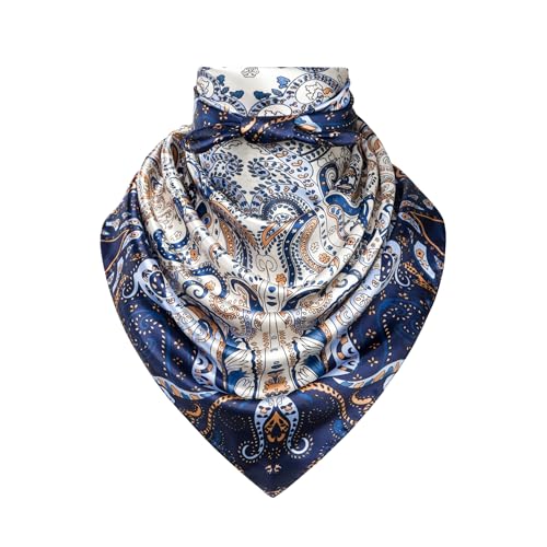 Image of 35 inch Men's Silk Cowboy Scarf - Oversized Western Bandana Neckwear, Large Square Scarf with Gift Packaging