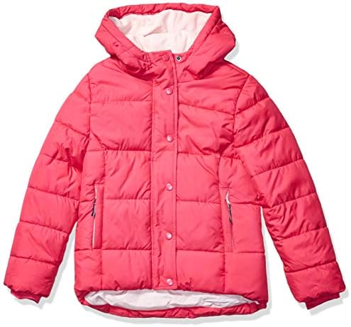 Amazon Essentials Girls' Heavyweight Hooded Puffer Jacket, Pink, X-Small