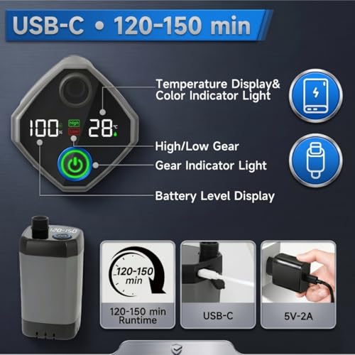 Ducha portátil para camping con calentador de 1500W y batería recargable de 6000mAh miniatura 2