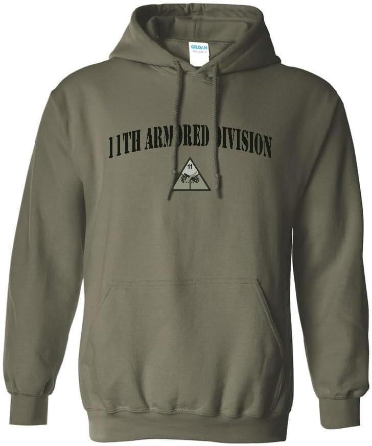 Military Productions US Army 11th Armored Division Subdued Hooded Sweatshirt Officially Licensed