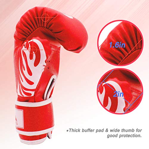 Image of GROOFOO Kids Boxing Gloves for Child Punching Bag Sparring Training, 4oz 6oz fit 3 to 14 Years (Red, 4 Oz)