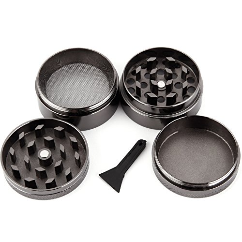 Macinino per erbe, Macinino per spezie Macinino per tabacco Grinder in metallo Alluminio 4 pezzi con colino fine Tabacco Trita erbe 40 mm 4 colori nero rosso argento grigio