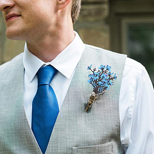 Nahuaa 4Pcs Blue Babys Breath Artificial Flowers Fake Silk Real Touch Floral Bouquet Home Office Farmhouse Wedding Centerpiece Arrangements Decor For Vase #TOP4