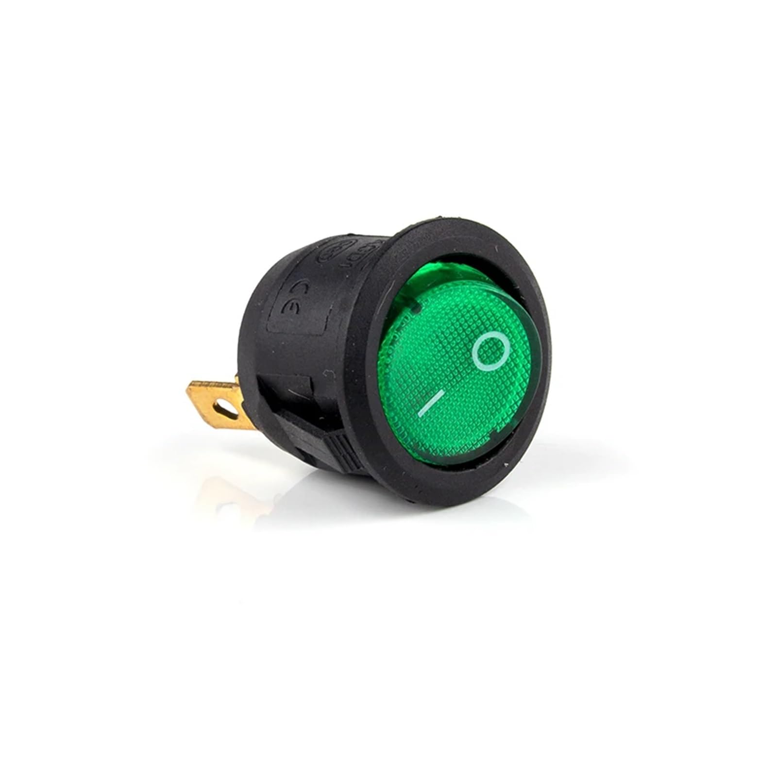 POWTAXBJGD 5Pcs KCD1 20MM Round Rocker Switch 3Pin ON-Off 2 Position 6A/250VAC 10A/125VAC SPST LED Car Push Button Switch with Light(Green,5 PCS_220V)