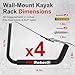 FitiRoker Kayak Storage Rack – 100LB Heavy Duty Kayak Wall Mount with Foam Padding & Straps | Kayak Rack for Garage, Wall Mounted Storage Hooks for Canoes, Paddle Boards, Ladders, Bikes (Square Tube)