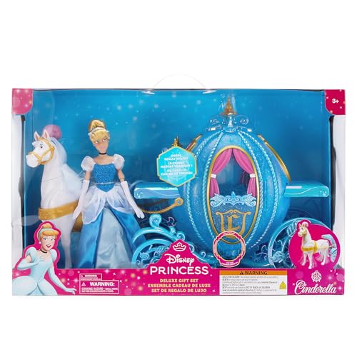Disney Store Official Cinderella Doll Deluxe Gift Set with Horse That Walks & Light-Up Glittering Pumpkin Carriage - Perfect Disney Princess & Horse Toys for Kids