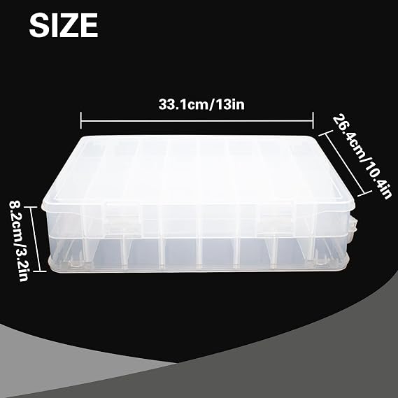 Double Sided Toy Car Organizer 1/64 Display Case Carrying Box Container Carrier with 48 Compartments Transparent Storage Box for Toy Car,Small Items, Craft Supplies