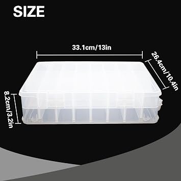 Double Sided Toy Car Organizer 1/64 Display Case Carrying Box Container Carrier with 48 Compartments Transparent Storage Box for Toy Car,Small Items, Craft Supplies