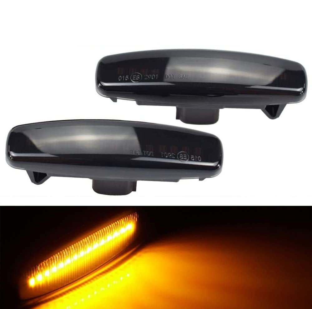 Hacreyatu Smoked Lens Full LED Front Fender Dynamic Side Marker Light Turn Signal Light For Infiniti EX25 EX35 EX37 EX30d EX50 G25 G37 JX35 M25 M35 M45 M56 Q40 Q60 Q70 QX50 QX60