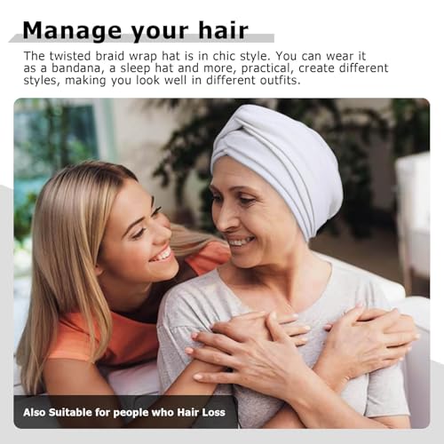 Image of DRESHOW African Women Turban Caps Beanie Twist Headscarf Pre-Tied Double Twisted Braids Headwraps for Women Chemo Cancer Cap