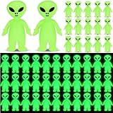 CroBlissful Mini Alien Figures Glow in The Dark Small Little Tiny Aliens Figurine to Hide and Seek for Space Party Favor Prank Rubber Toys Bulk Gifts Goodie Bag Fillers Cake Topper (Fun, 30 Pcs)