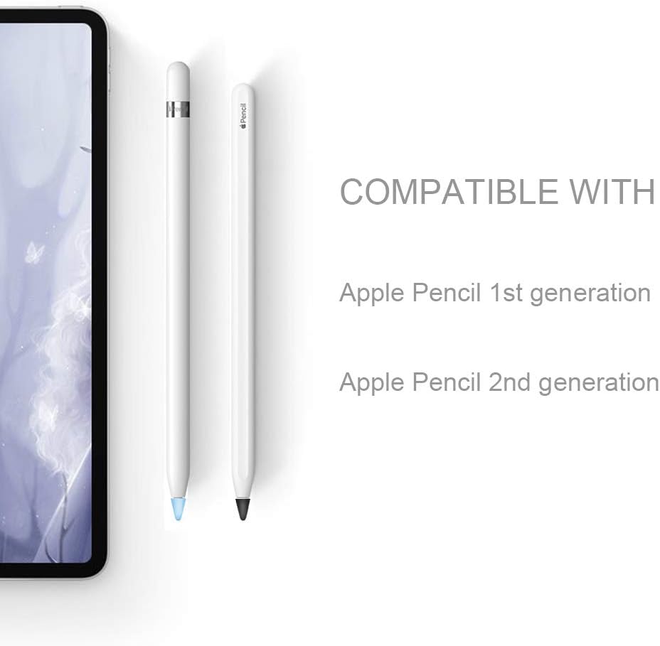 YINVA 30 Pack Tips Cover Compatible with Apple Pencil 2 Silicone Nibs Cap Accessories Protective Case Compatible Apple Pencil 1(White/Blue/Black)
