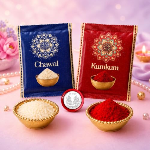Image of DeoDap Shiv Parvati Design Rakhi Lumba Bhabhi Set of 5 with Chocolate, Silver Pooja Coin, Greeting Card, Lumba Rakhi for Bhabhi - Rakhi Gift for Bhai & Bhabhi
