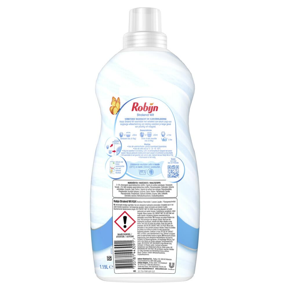 4x Ruby Pequeño y Potente Detergente Radiante Blanco 34 Lavados 1,19 litros