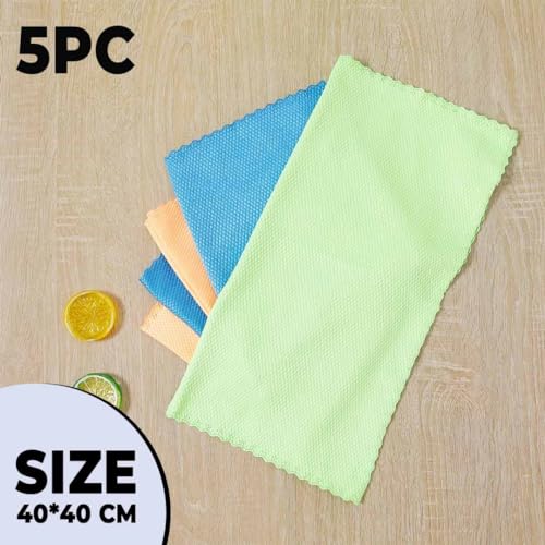 Image of Kuber Industries Scrubber for Kitchen|Multi-Purpose Microfiber Kitchen Cleaning Cloth with Fish Scales|Glass Cleaning Cloth|Polishing & Scrubbing|Scratcher & Lint Free |YLG4041|Multicolor